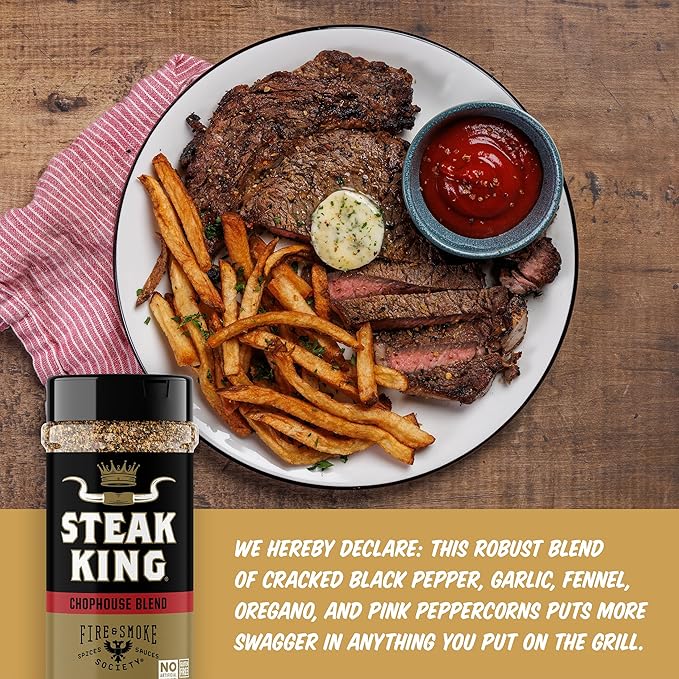 Fire & Smoke Society Steak King Steak Seasoning | BBQ Rubs for Smoking and Grilling Meat | Filet