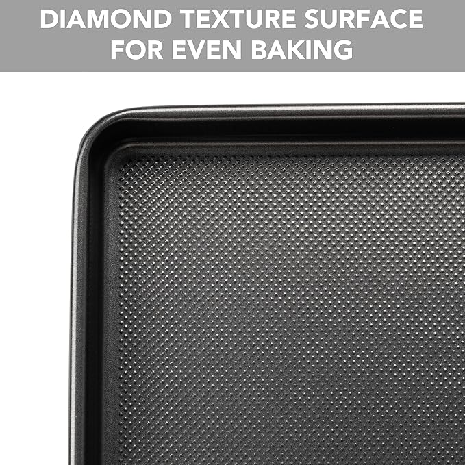 Tiawudi Baking Sheet Pan Set, 0.8mm Thick Heavy Duty Cookie Sheet with Diamond Texture Pattern