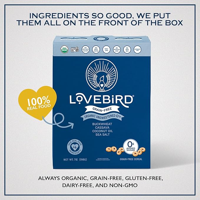 Lovebird Healthy Cereal That Actually Tastes Good - Organic & 100% Real Food, No Refined Sugar &
