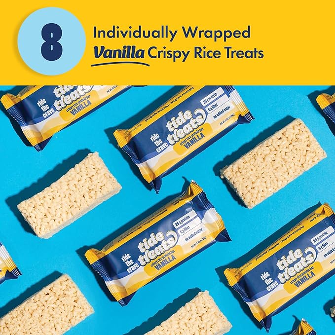 25g Protein Bar Crispy Rice Treat Vanilla | Clean Ingredients, No Added Sugar, 7g Fiber, Gluten