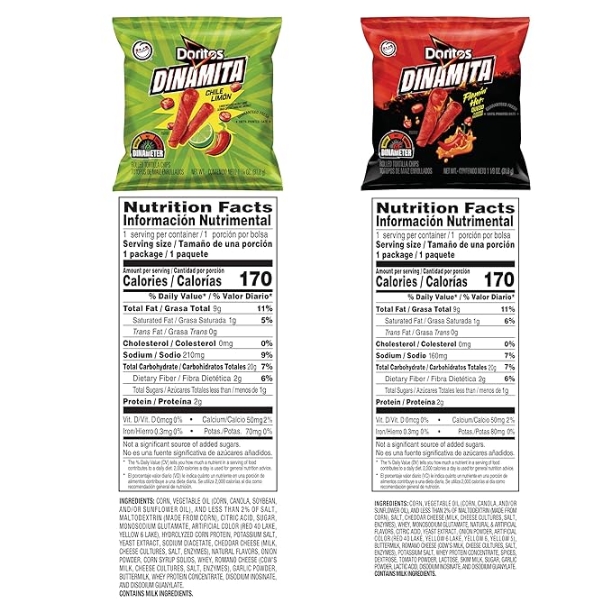 Doritos Dinamita Spicy Rolled Tortilla Chips, Chile Limon and Flamin' Hot Queso Flavored Variety