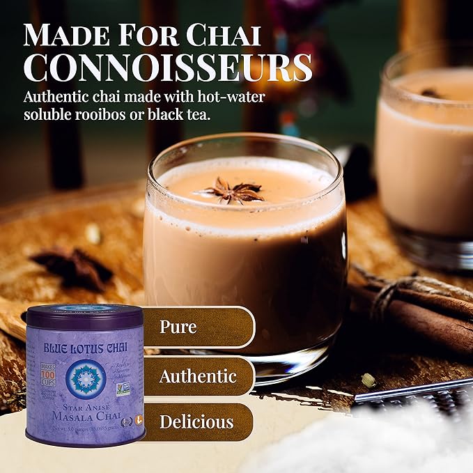 Blue Lotus Chai - Star Anise Masala Chai - Makes 100 Cups - 3 Ounce Masala Spiced Chai Powder with