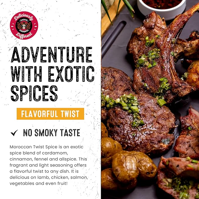Sauce Goddess - Moroccan Twist Spice Shaker - Exotic Blend with Cardamom & Cinnamon, No Sugar