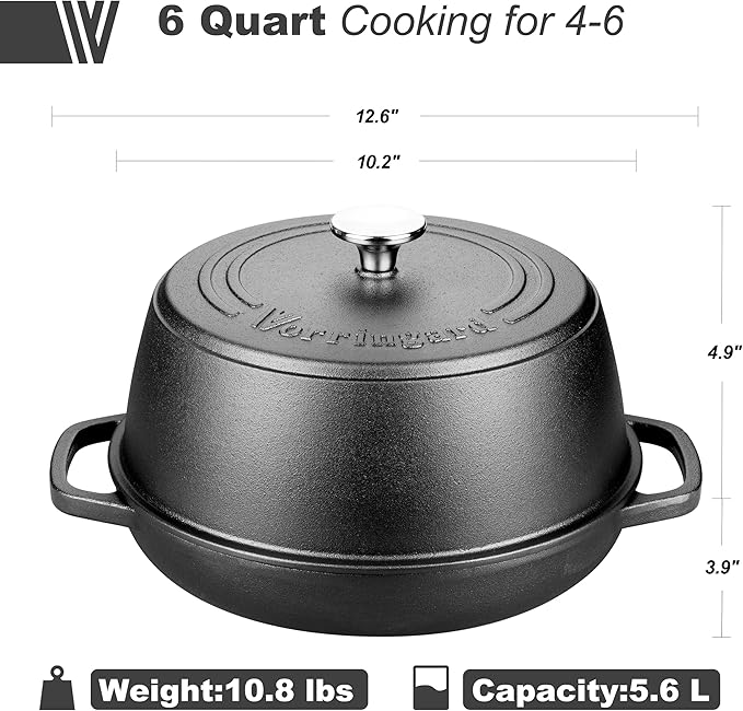 Cast Iron Dutch Oven Pot with Lid for Bread Baking - include Sourdough Bread Baking Supplies like