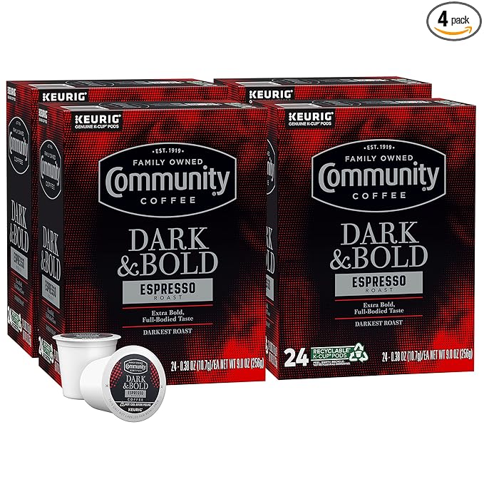 Community Coffee Dark & Bold Espresso Roast 96 Count Coffee Pods, Compatible with Keurig 2.0 K-Cup