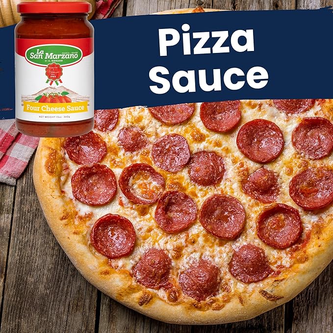 La San Marzano Four Cheese Sauce, 13 oz, Pasta Sauce Made in Italy, All Purpose Tomato Premium