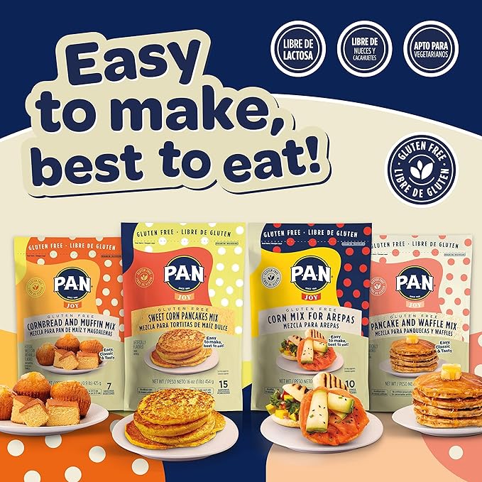 P.A.N Sweet Corn Pancakes Mix ??Gluten Free Easy to Prepare 1 lb (Pack of 2)
