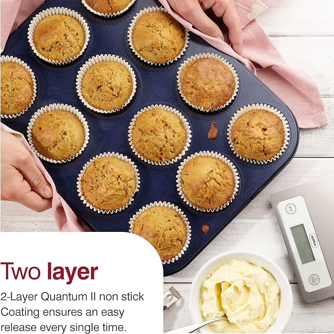 Zyliss E980200 Non-Stick 12 Hole Muffin Tin | Carbon Steel | Dark Blue | Baking Tins/Yorkshire