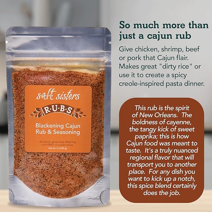 s.a.l.t. sisters Blackening Cajun Rub & Seasoning | All-Natural, Gluten Free, MSG Free, Non-GMO |