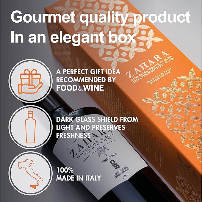 Zahara Extra Virgin Olive Oil from Italy | Sicilian Pure EVOO | Premium Early Harvest Cold Pressed