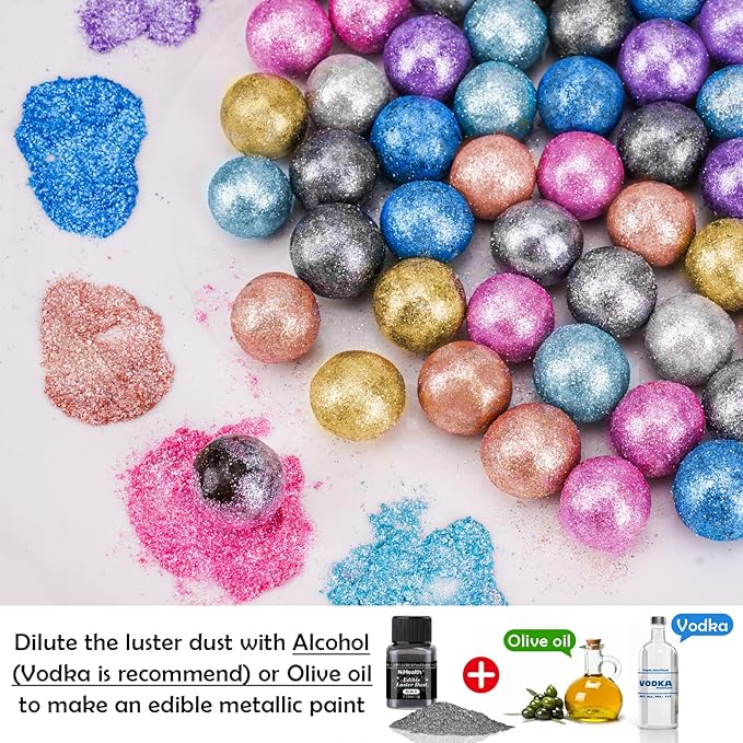 NiHome Edible Food-Grade Glitter Powder Glimmer Luster Dust Metallic Fancy Food Decorating Sprinkle