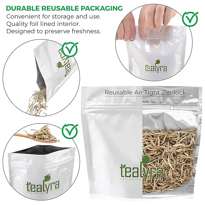Tealyra - Luxury Jasmine Silver Needle White Losse Tea - Grown in Fujian China - Loose Leaf Tea