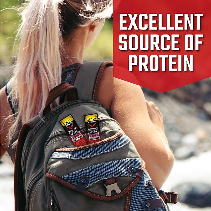 Jack Link's Beef Steak, Teriyaki - Protein Snacks, Meat Snack with 9g of Protein, Made with 100%