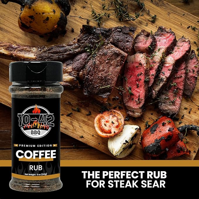 10-42 BBQ Coffee Meat Rub (NO MSG, Low Sodium) 0 Calorie | Premium Edition Steak Seasoning and Dry