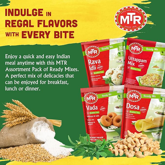 MTR Instant Assorted Mix - Ready to Cook Authentic Indian Breakfast, Lunch, Dinner & Snack Meal
