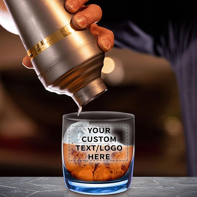 DISCOUNT PROMOS Custom Whiskey Glasses 10 oz Set of 100, Personalized Bulk Pack - Heavy Base Old