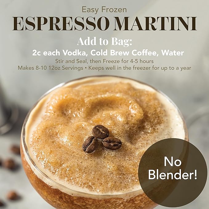 Frozen Cocktail Drink Mix - Each Bag Makes 8 Espresso Martini Slushies - Drink Powder Pouches for