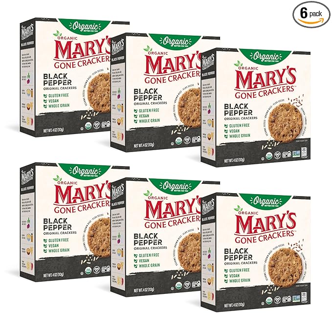 Mary's Gone Crackers Black Pepper Crackers, Vegan Friendly, Kosher, USDA Certified Organic, Gluten