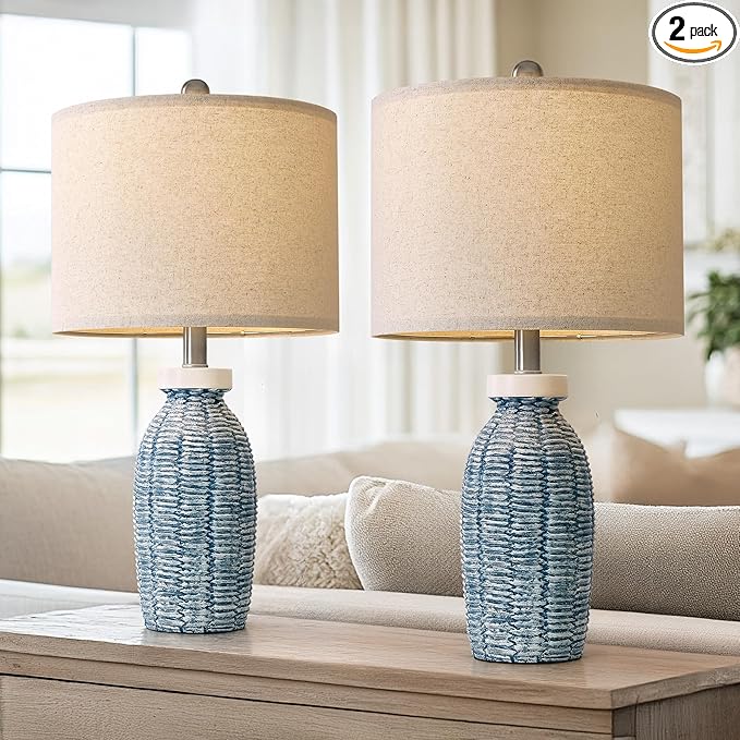 22.75" Table Lamps for Bedroom Living Room Boho Lamp Set of 2 Farmhouse Lamp Bedside Nightstand