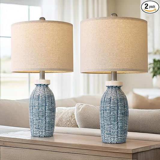 22.75" Table Lamps for Bedroom Living Room Boho Lamp Set of 2 Farmhouse Lamp Bedside Nightstand