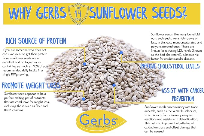 Gerbs Raw Sunflower Seed Kernels 14 oz. | No Additives, Resealable Bag | Mild & Crunchy | Top 14