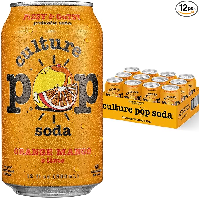 Culture Pop Soda, Orange Mango & Lime, Probiotic Low Sugar Soda, Sparkling Juice Alternative