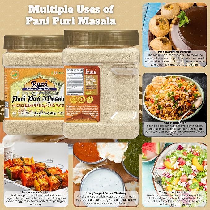Rani Pani Puri Masala (14-Spice Blend for Indian Spicy Water) 24.5oz (1.54lbs) 700g PET Jar ~ All