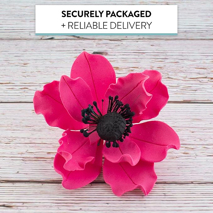 Global Sugar Art Anemone Wind Flower Sugar Cake Flowers Hot Pink, 3 Count by Chef Alan Tetreault