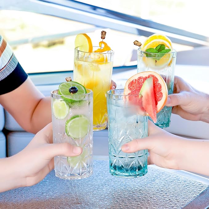 BELLAFORTE Shatterproof Tritan Tall Tumbler, Set of 4, 18oz - Myrtle Beach Drinking Glasses