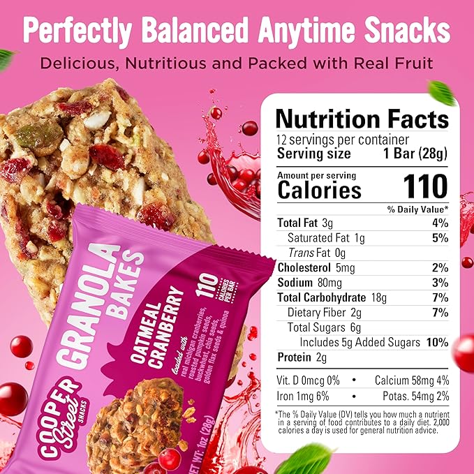 Cooper Street Oatmeal Cranberry Granola Bakes (48 Count) ??Individually Wrapped Soft and Chewy