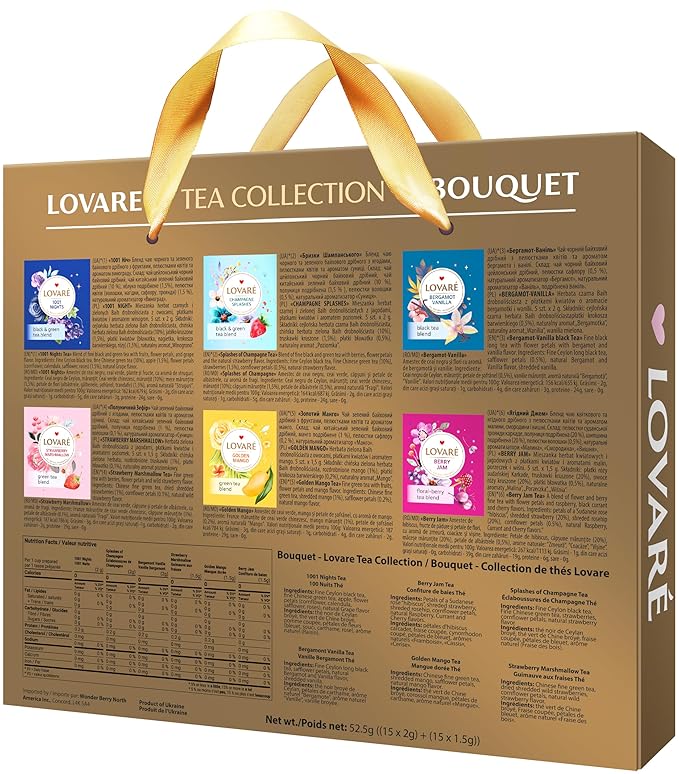 LOVARE Tea Bags Variety Pack - Made in Ukraine - Black and Green, Floral Berry, Mixed Blend