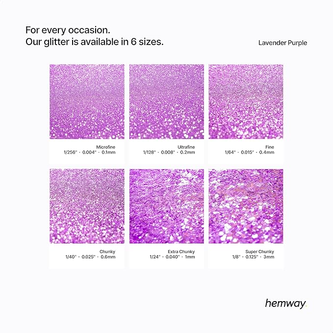 Hemway Premium Glitter Shaker - Lavender Purple | 130g Ultrafine Metallic Flake Sequins for Resin &