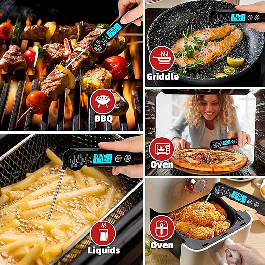 Digital Meat Thermometer for Cooking, Grilling & BBQ - Ultra-Fast Instant Read Thermometer with