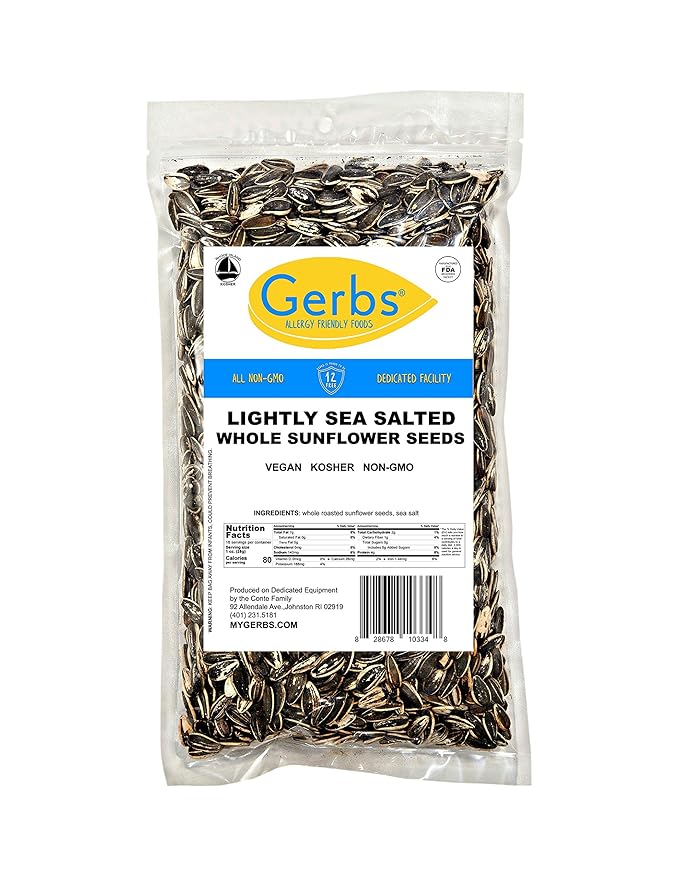 Gerbs Lightly Sea Salted Whole Sunflower Seeds 1 lb. | Small Batch, No Additives, Resealable Bag |