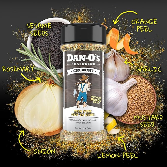 Dan-O's 6 Bottle Seasoning Set, Small Bottles, 6 Pack, Includes Original, Spicy, Chipotle, Crunchy