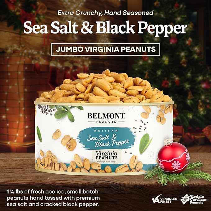 Belmont Peanuts Gourmet Sea Salt and Black Pepper Flavored Virginia Peanuts, 20 oz (1 Pack) ??Only