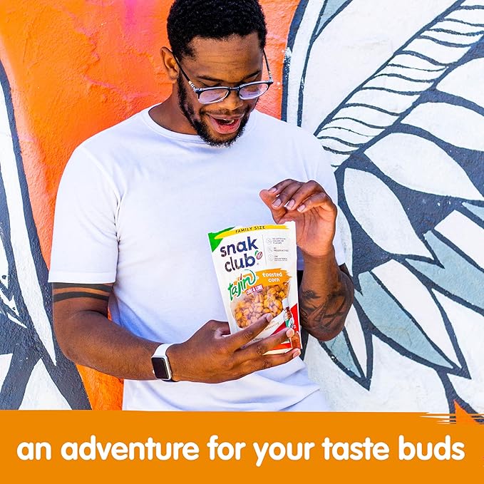 Snak Club Tajin Toasted Corn, Roasted Corn Nuggets with Chili and Lime Seasoning, Mild, Non-GMO