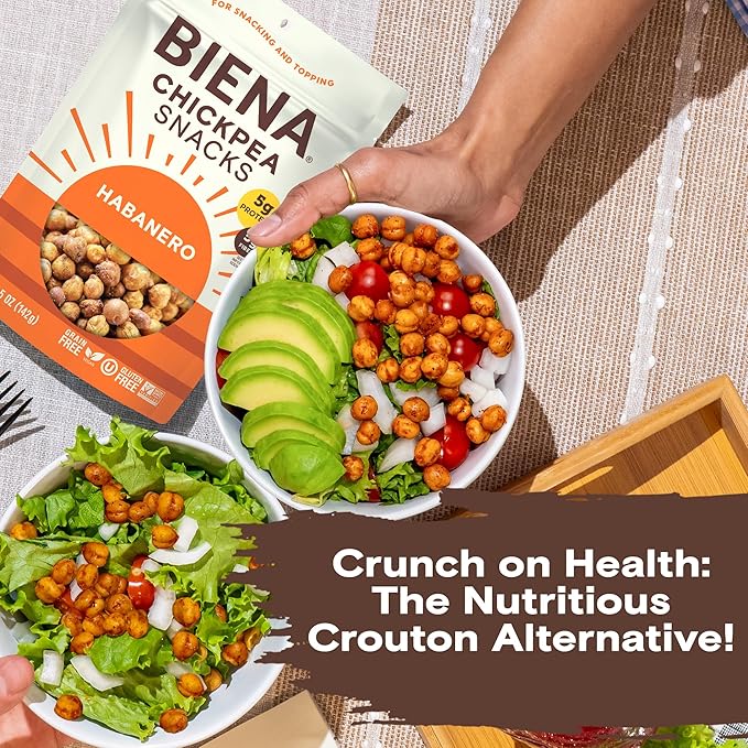 BIENA Chickpea Snacks - Crunchy Roasted Chickpeas - High Fiber Vegan Protein Snacks for Adults and