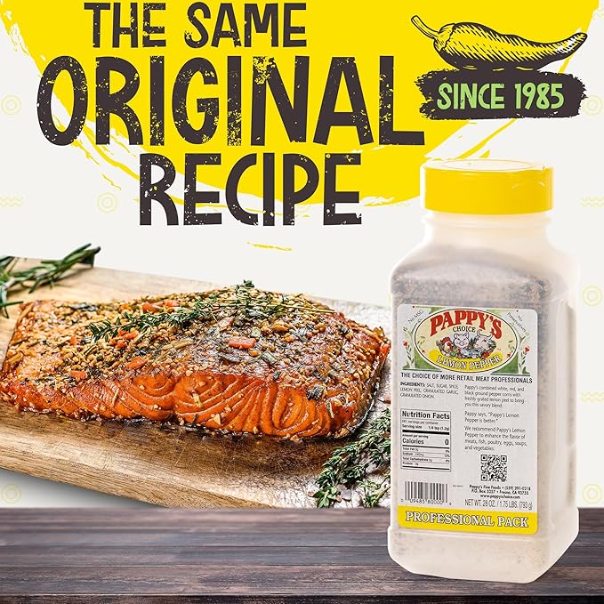 Pappy's Lemon Pepper - Zesty Seasoning for Grilled Chicken, Fish, Shrimp, Roasted Vegetables, and