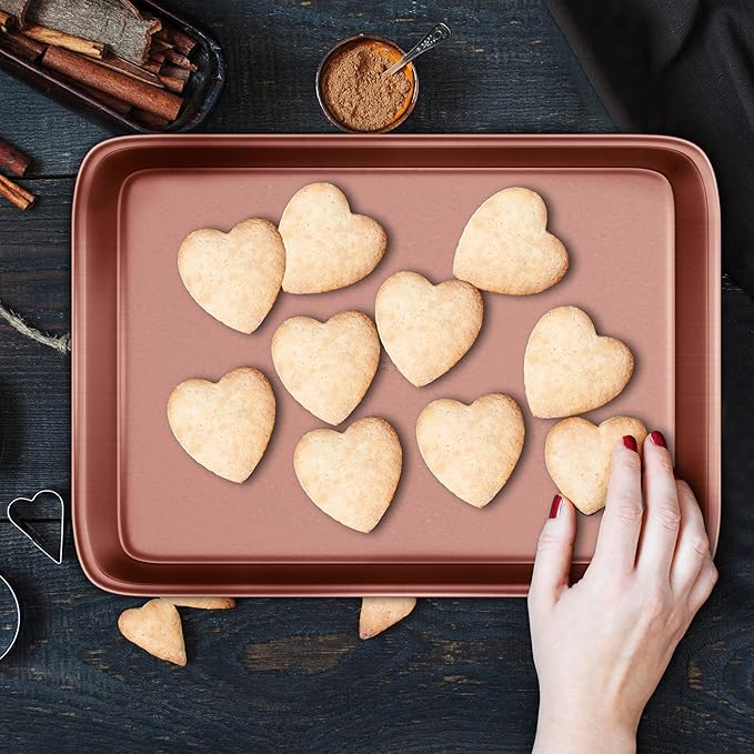 NutriChef 2-Piece Nonstick Cookie Sheets for Baking - Premium Medium & Large Size Baking Sheet Set