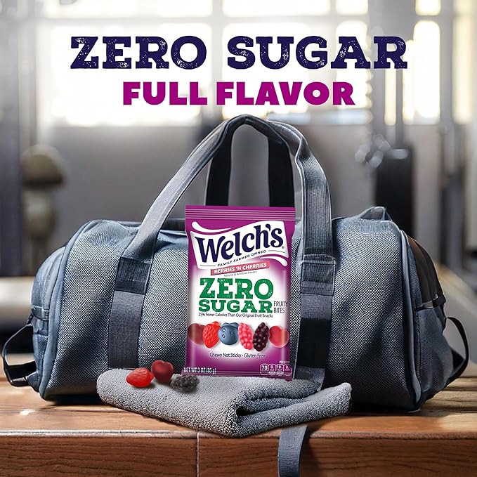 Welch's Zero Sugar Fruity Bites, Berries 'n Cherries Snack Box, Gluten Free & Sugar Free Snacks