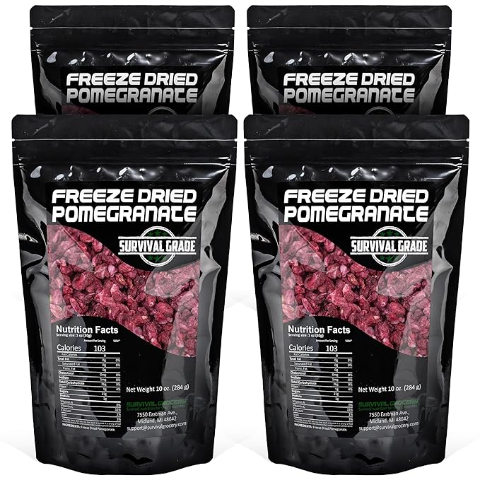 Survival Grocery짰 Freeze Dried Pomegranate Seeds/Arils ??No Sugar Added, No Preservatives, Rich in