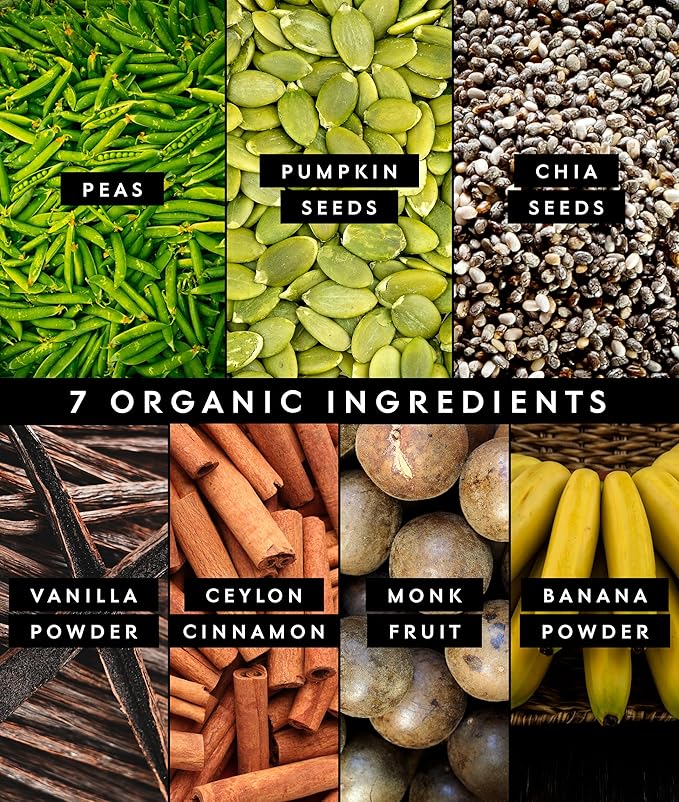 Truvani Vegan Pea Protein Powder | Banana Cinnamon | 20g Organic Plant Based Protein | 10 Servings