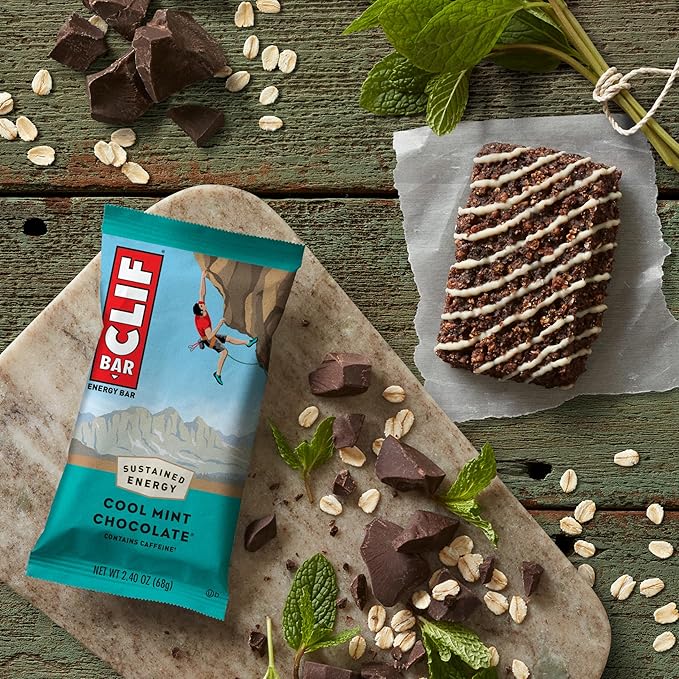 CLIF BAR - Cool Mint Chocolate with Caffeine - Made with Organic Oats - Energy Bars - Non-GMO