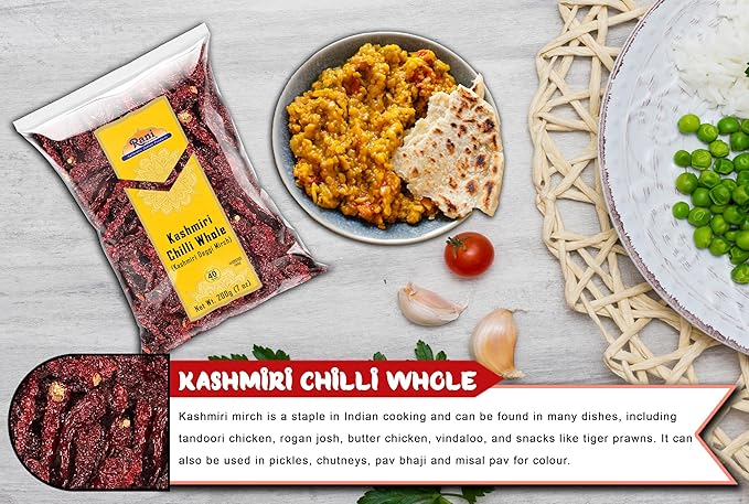 Rani Kashmiri Chilli Whole (Deggi Mirch, Low Heat) 7oz (200g) ~ Natural | Salt-Free | Vegan | No