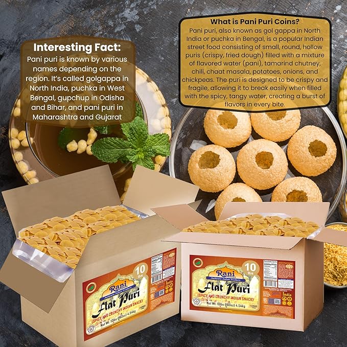 Rani Pani Puri Coins 160oz (10lbs) 4.54kg 1650-1660 Coins Bulk Box ~ Uncooked, Microwaveable wheat