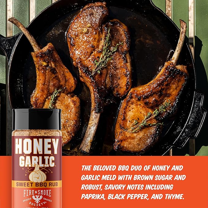 Fire & Smoke Society Honey Garlic BBQ Rub | Seasonings and Rubs for Smoking and Grilling | Pulled