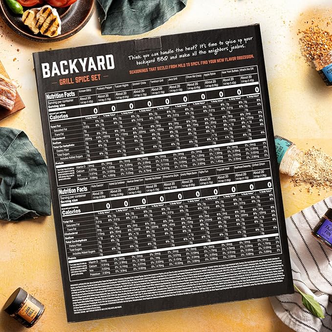 Grilling Spice Set Grill Seasoning Gifts, 20 Unique Spices and Seasonings Jars Gift Set, BBQ Gifts