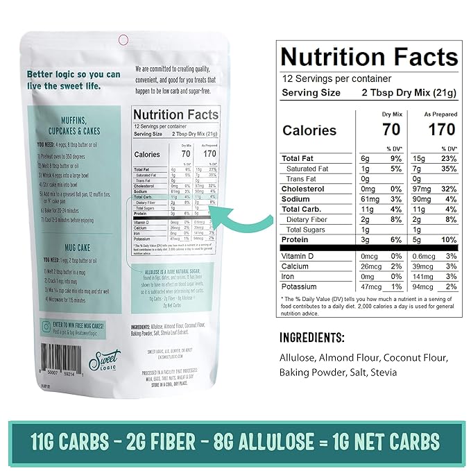 Sweet Logic Keto Baking Mix - Yellow Cake - Gluten-Free - Dairy Free - Diabetic-Friendly - High