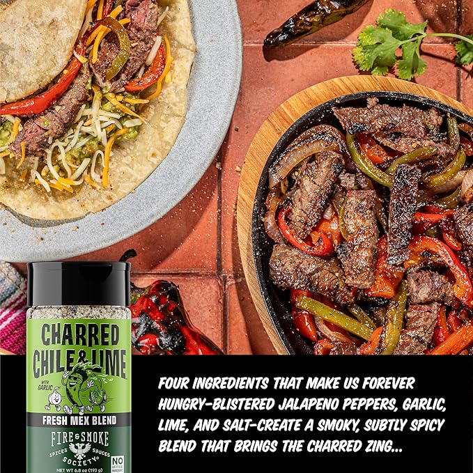 Fire & Smoke Society Charred Chile & Lime Mexican Seasoning | Jalapeno Peppers, Garlic, Salt and